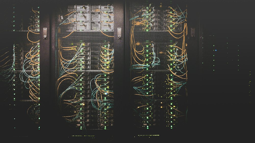 Rack-mounted servers in a data room